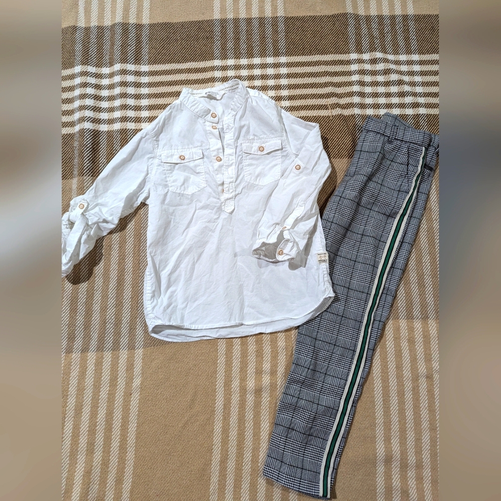 Boys Zara Striped Pant & H&M Shirt Sz. 7-8